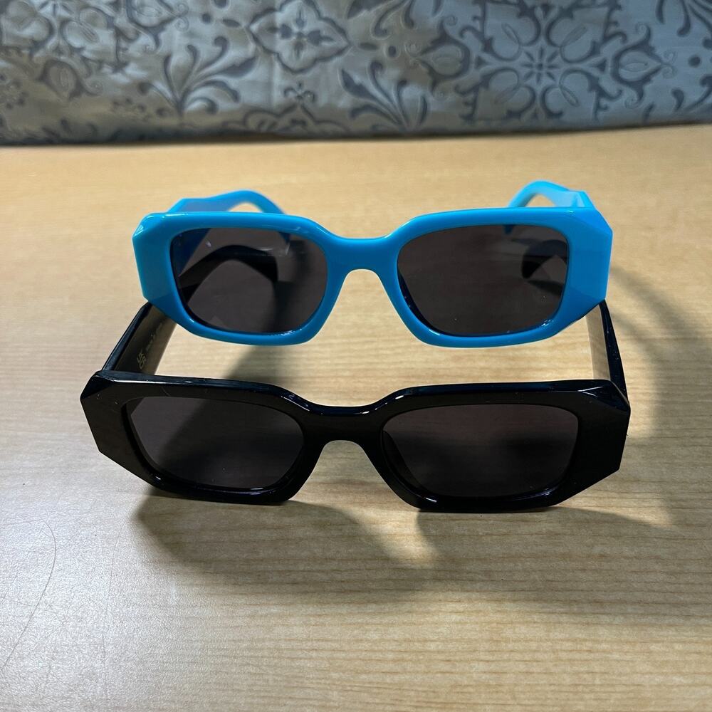 Elegant Modern Retro Style SUN GLASSES Thick Turquoise Blue & Black lot